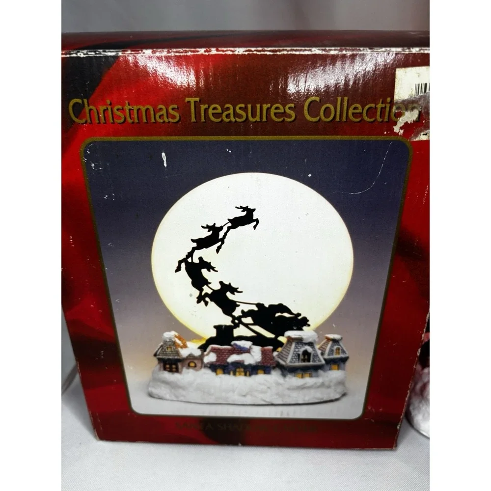 Vintage Shadowcaster Night Light Gift Innovations Santa w/ Moon Christmas